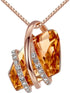 Wish Stone Pendant Necklace, Necklaces for Women with Birthstone Crystals, Allergy-Free Jewelry for Women with Gift Box, 26K Rose Gold Plated or Silver-tone Birthstone Necklace for Women-11-November Birthstone-Amber Brown