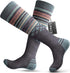OutdoorMaster Ski Socks 2-Pack Merino Wool, Over The Calf Non-Slip Cuff for Men & Women-Gray,Medium