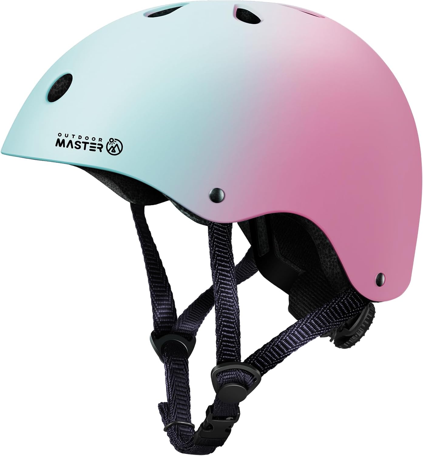 OutdoorMaster Youth & Kids Bike Helmet - Adjustable Multi-Sports Skateboard Helmet with Removable Liners for Balance Bike, Toddler Scooter, One Wheel Hoverboard-Blue pink gradient-Large-56-60cm