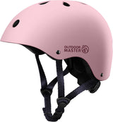 OutdoorMaster Youth & Kids Bike Helmet - Adjustable Multi-Sports Skateboard Helmet with Removable Liners for Balance Bike, Toddler Scooter, One Wheel Hoverboard-Light Pink-Large