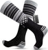 OutdoorMaster Ski Socks 2-Pack Merino Wool, Over The Calf Non-Slip Cuff for Men & Women-Black,Large