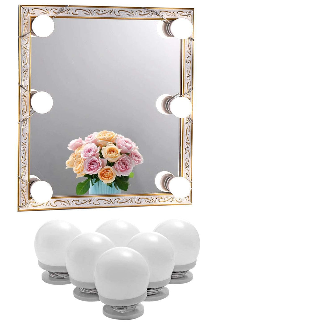 Dimmable Hollywood Style Lighted Vanity Makeup Mirror, LED Vanity Mirror Lights Kit with USB Port for Dressing Table, Mirror Not Included (4000K Natural White 6 Bulbs 5V USB)