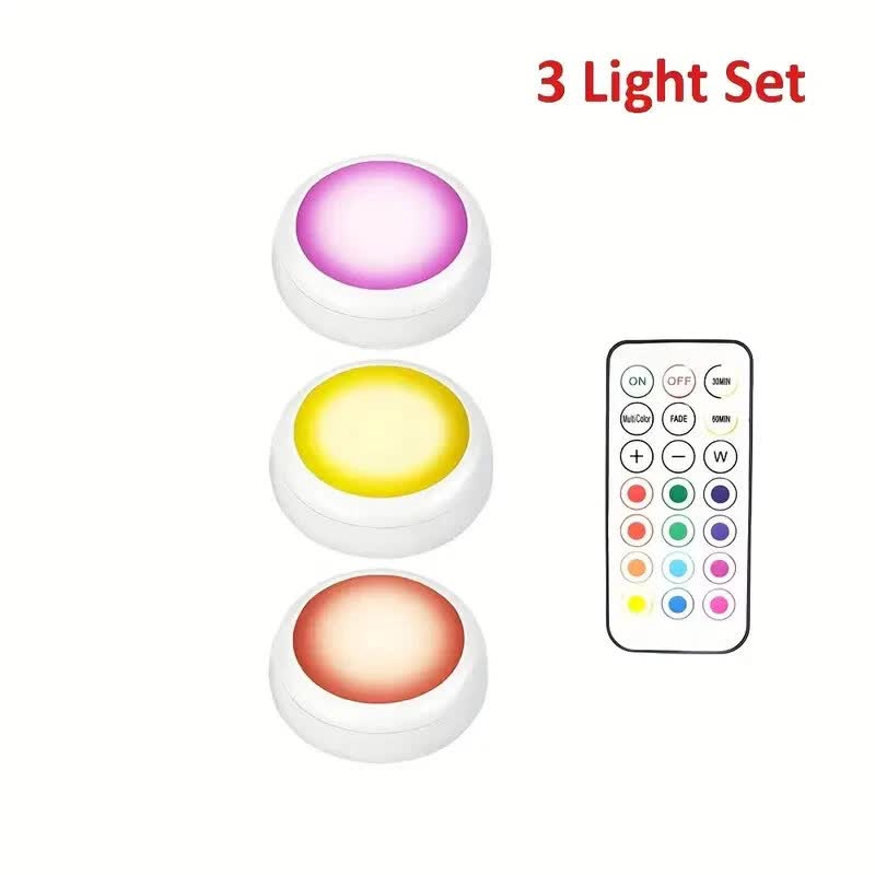6 Pack RGBW LED Cabinet Lights, Remote Control, Battery Powered
