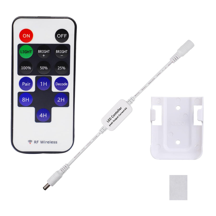 Updated Mini Remote Control for Single Color LED Strip Lights, RF Dimmer for 12V DC LED Ribbon, LED Neon Sign, Wireless Remote Control for Dimmable 3528 5050 Under Cabinet Puck Lights(Single Color)