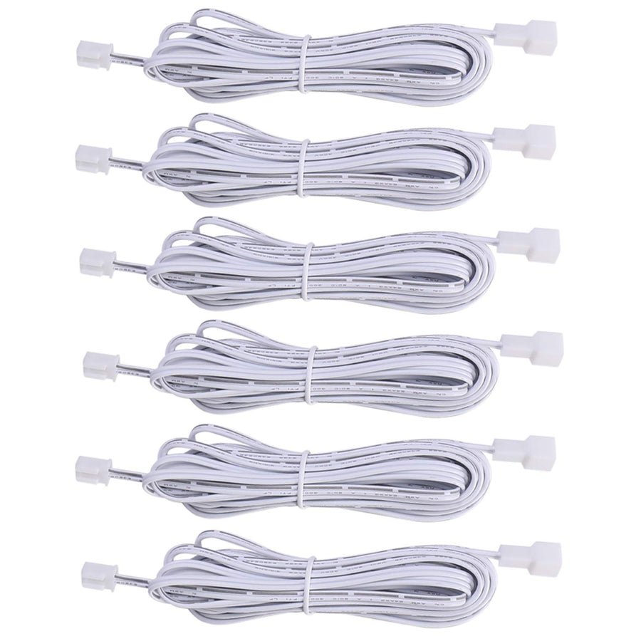 Extension Cables 9.84FT LED Under Cabinet Puck Lighting, 2-Pin Male and Female Cable Connector Extension Cords for Led Puck Lights with White Cords (6 Pack) 2-PIN ONLY
