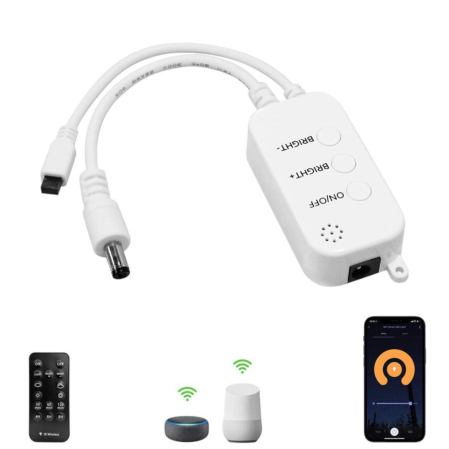 Smart WiFi Controller for Single Color Puck Lights, AIBOO Remote Control for LED Strip Lights, LED Neon Sign Compatible with Alexa & Google Assistant & IFTTT, Working with iOS or Android Smart Phone