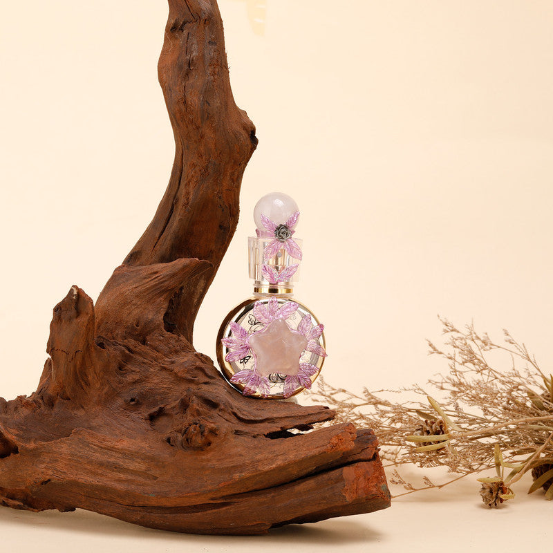 Healing natural crystal perfume bottle(25ml)-Pink crystal star