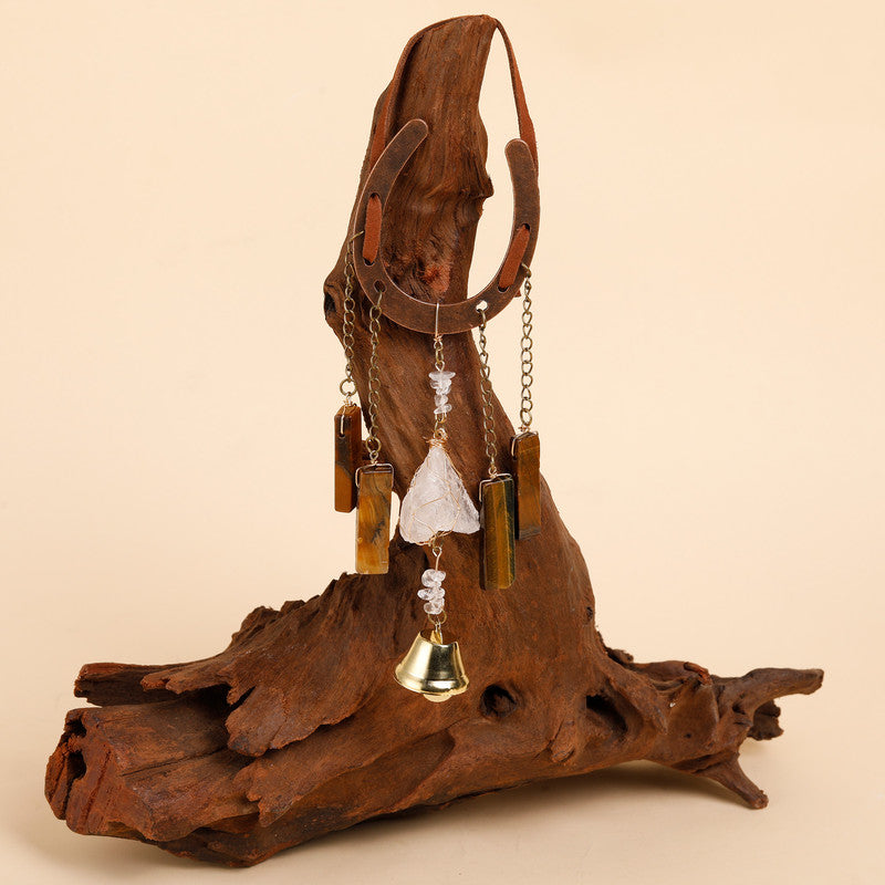 Crystal Lucky Horseshoe Charm Pendant-rose quartz Tiger's Eye