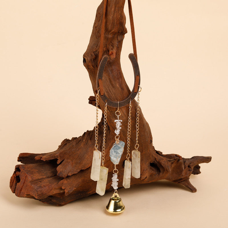 Crystal Lucky Horseshoe Charm Pendant-aquamarine