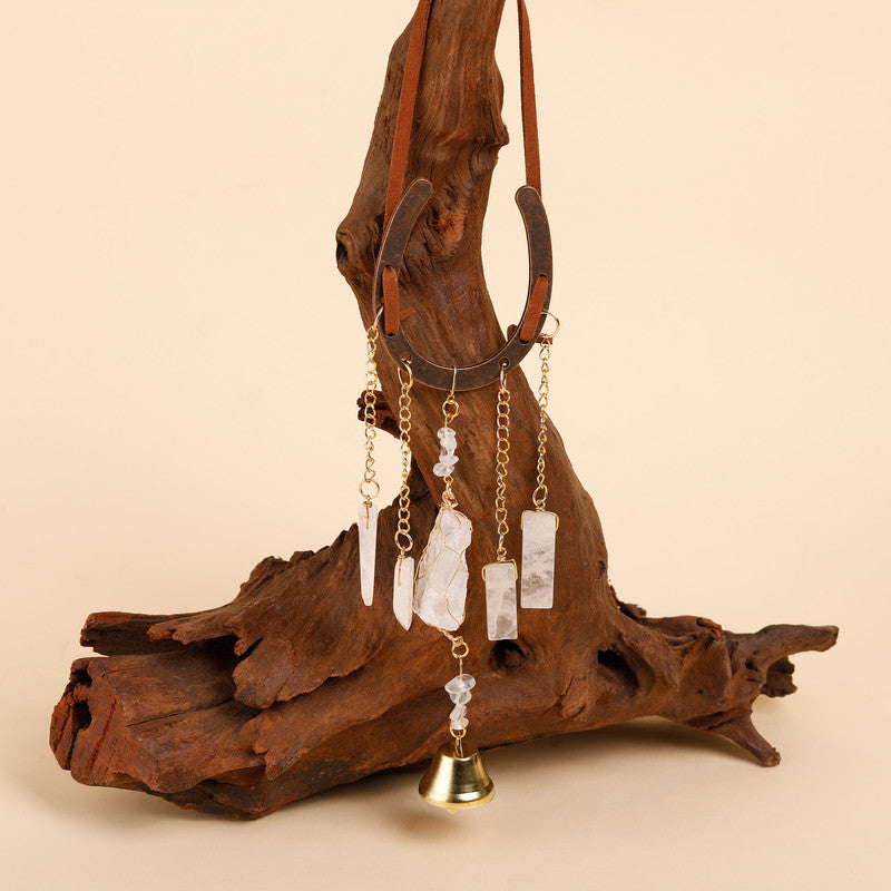 Crystal Lucky Horseshoe Charm Pendant-milky crystal