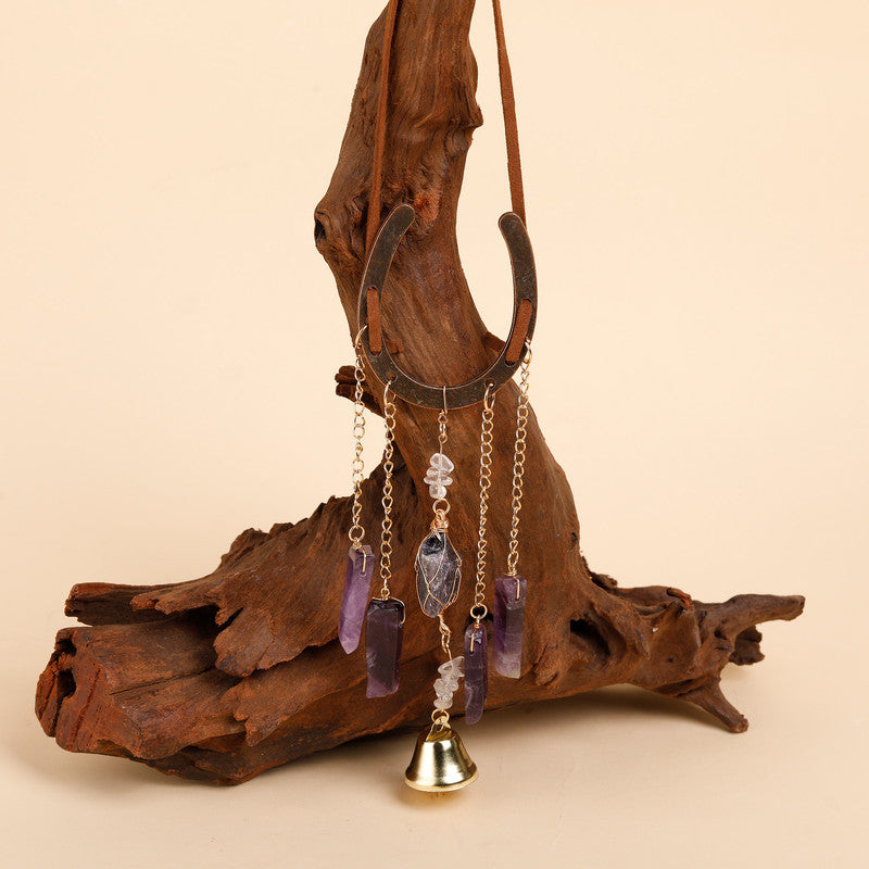 Crystal Lucky Horseshoe Charm Pendant-amethyst