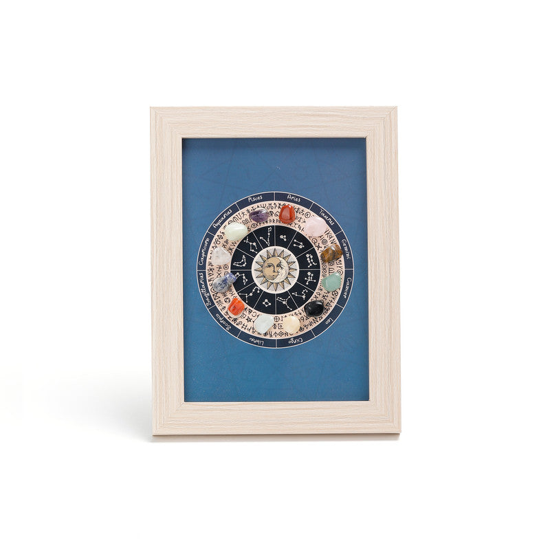 Six crystals Healing Crystal Stone Photo Frame Feng Shui or Hanging Home Wall Decoration, Office Gifts