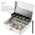 Lockable Cash Box with Coin Tray – Durable Metal Money Box with Key Lock for Bills & Change – White
