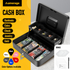 Cash Box With Security Locker And Security Cable, Money Box/Cash Tin With Money Tray For Saving Organizer-Black