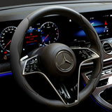 2Pcs Soft Breathable Anti-Slip Faux Leather Steering Wheel Protector Car Cover- Black