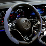 2Pcs Soft Breathable Anti-Slip Faux Leather Steering Wheel Protector Car Cover- Purple