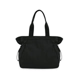 Lightweight Nylon Shopper Tote Bag 18L Side-Cinch Shoulder Bag - Black