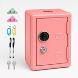 Lockable Metal Money Box, Cash & Coin Storage Box with Key Lock, Compact Piggy Bank for For Kids & Adults, Office & Small Valuables-coral pink