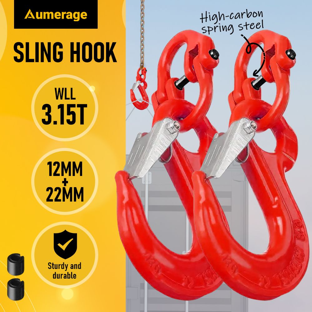 2SET 3.15T Sling Hook Heavy Duty Hammerlock/Slip Hook Kit With Swivel Winch & Safety Latch