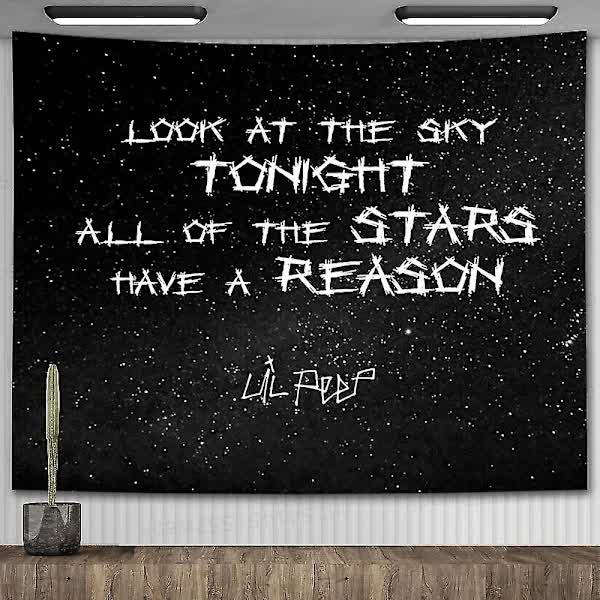 Lil Peep Wall Tapestry Look at the Sky Aesthetic Room Decoration Black Hippie Wall Hanging 90x70cm