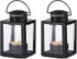 Tea Light Lanterns 2pcs Vintage Style Hanging Garden Lanterns Indoor Outdoor Black Compatible with Candles Blue Light Holder