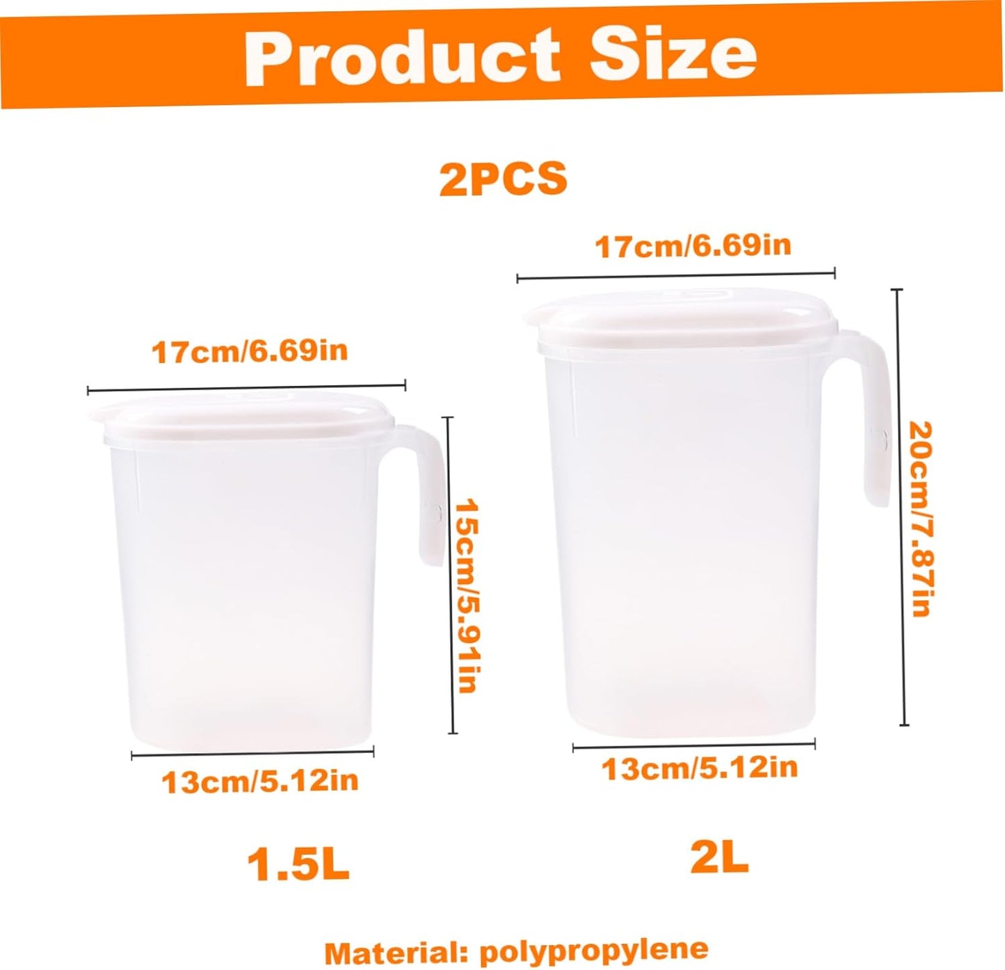 Cooling Water Jug 1.5L 2L Plastic Filter Lid Leak Proof for Juice Iced Tea