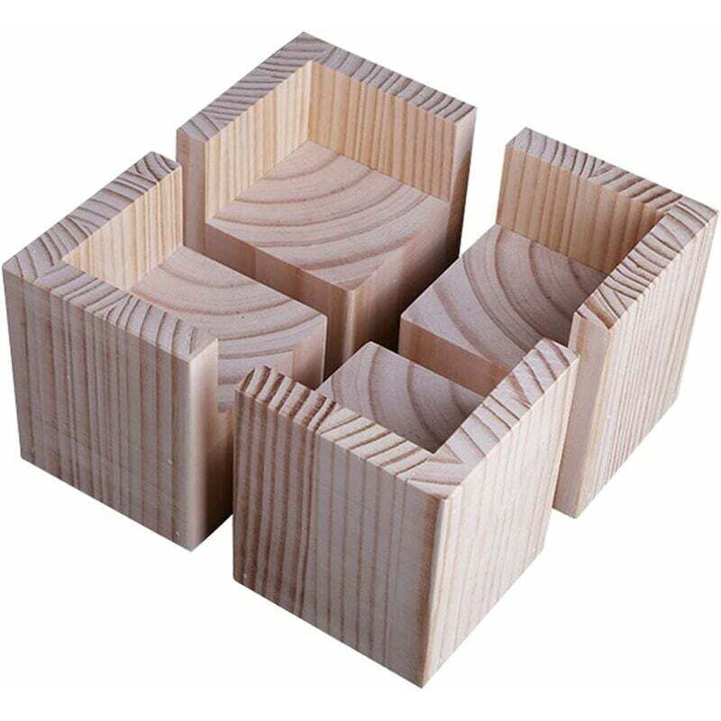 Wooden Furniture Risers 4-Pack 5x5x5cm for Desk Table Bed Lifting Feet Compatible with Multiple Brands