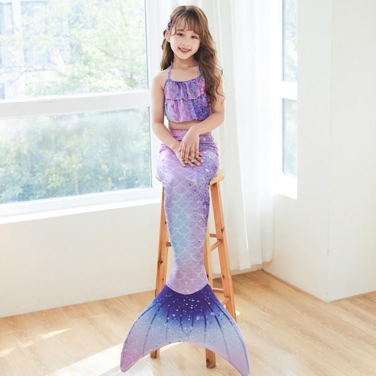 Mermaid Swimsuit Monofin Fins Kids L (7-9 Years) Package A 3 pcs