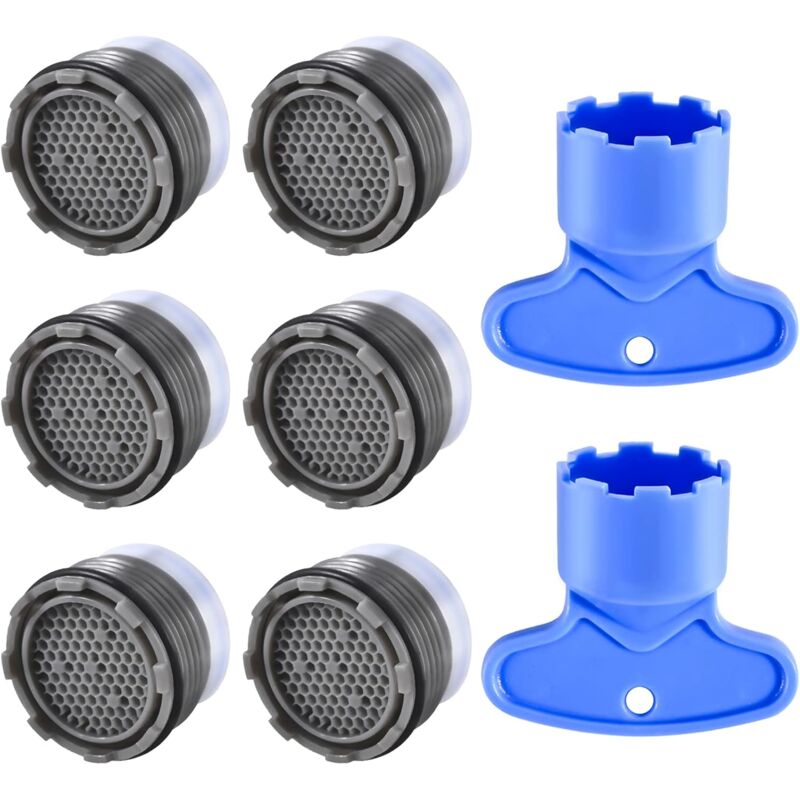 M18.5 Faucet Aerator 6-Pack External Thread Water Saver with 2 Aerator Keys