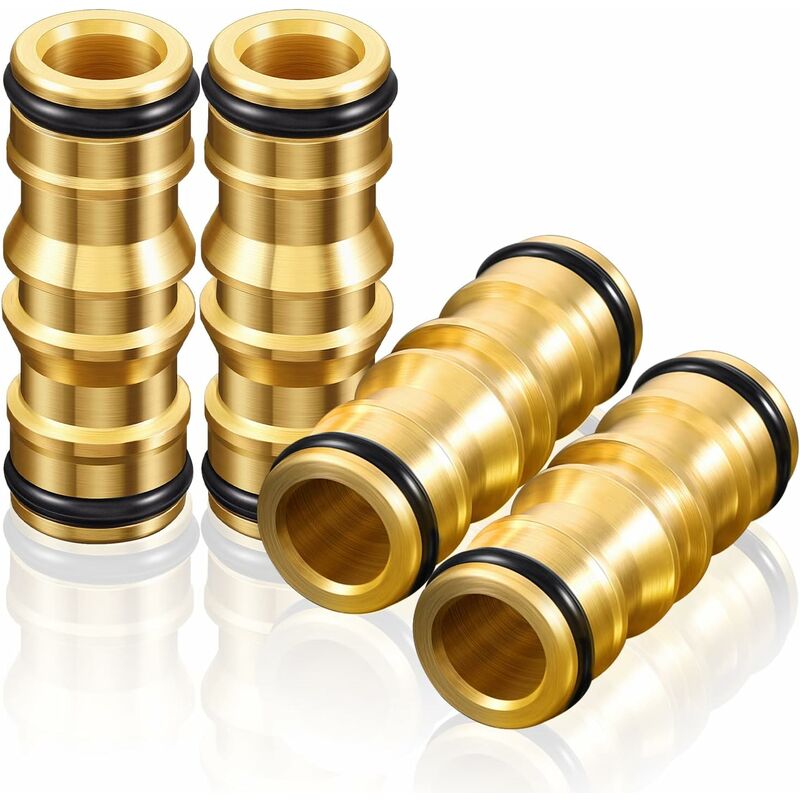 Brass Garden Hose Connectors Double Male 4 Set Compatible with Garden Hose Faucet