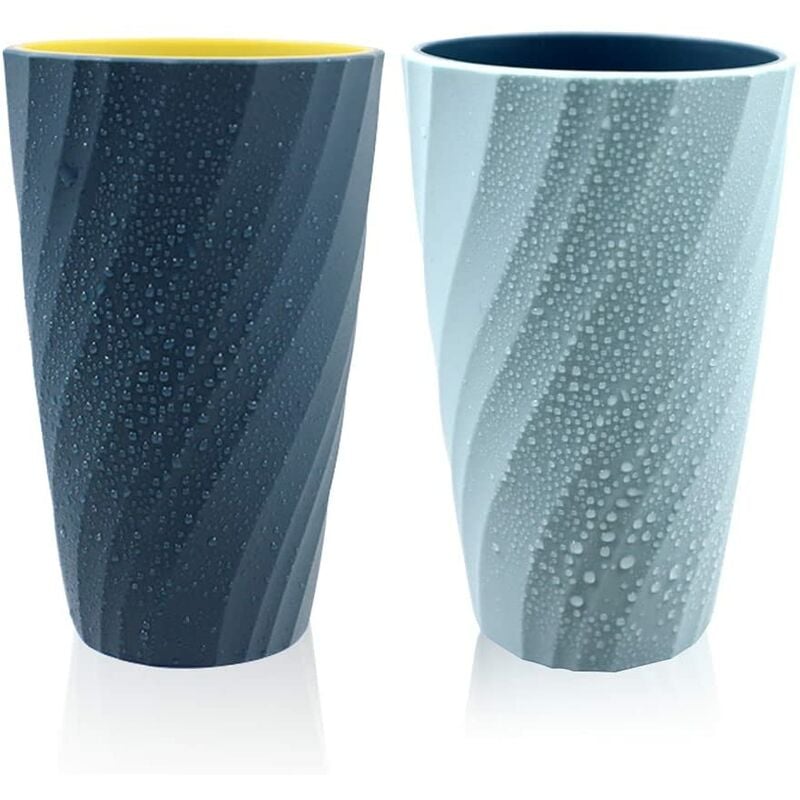 Toothbrush Holder Compatible with Oral-B, Unbreakable Soft Durable Bathroom Cup, Light Blue \u0026 Dark Blue