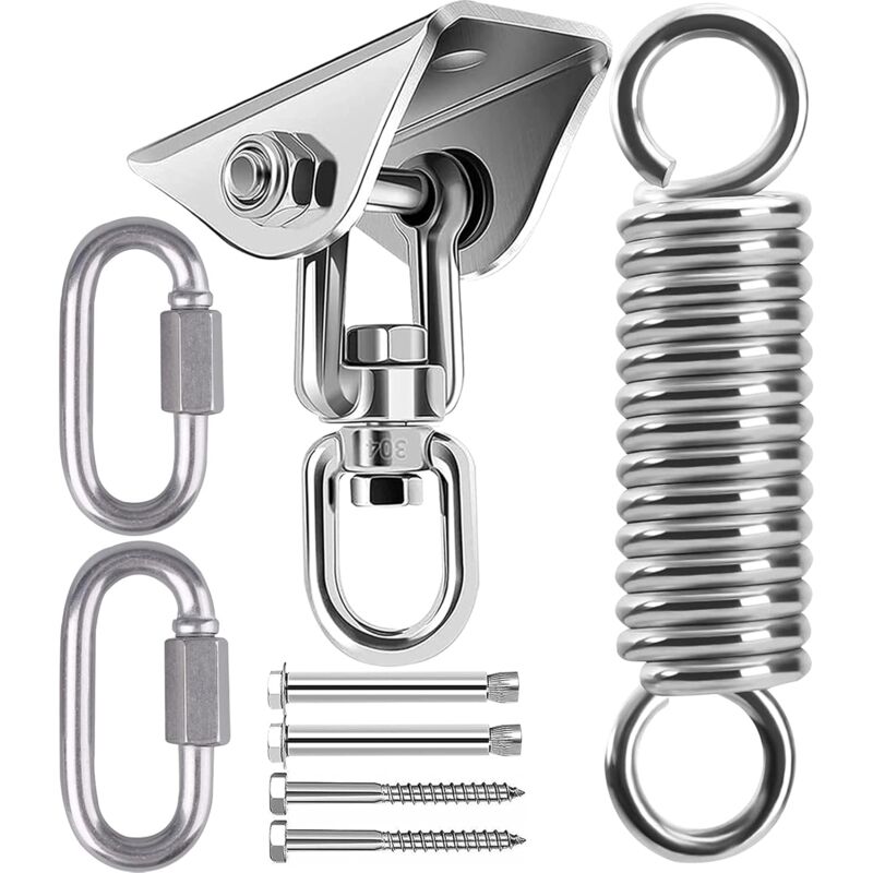 Stainless Steel Ceiling Mount Hanging Chair Spring Hook Kit, 360° Rotation, 450 kg Capacity