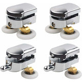 Shower Door Roller 4PCS Double Sliding Door Wheel Replacement Compatible with Shower Enclosure for 14mm Glass Hole