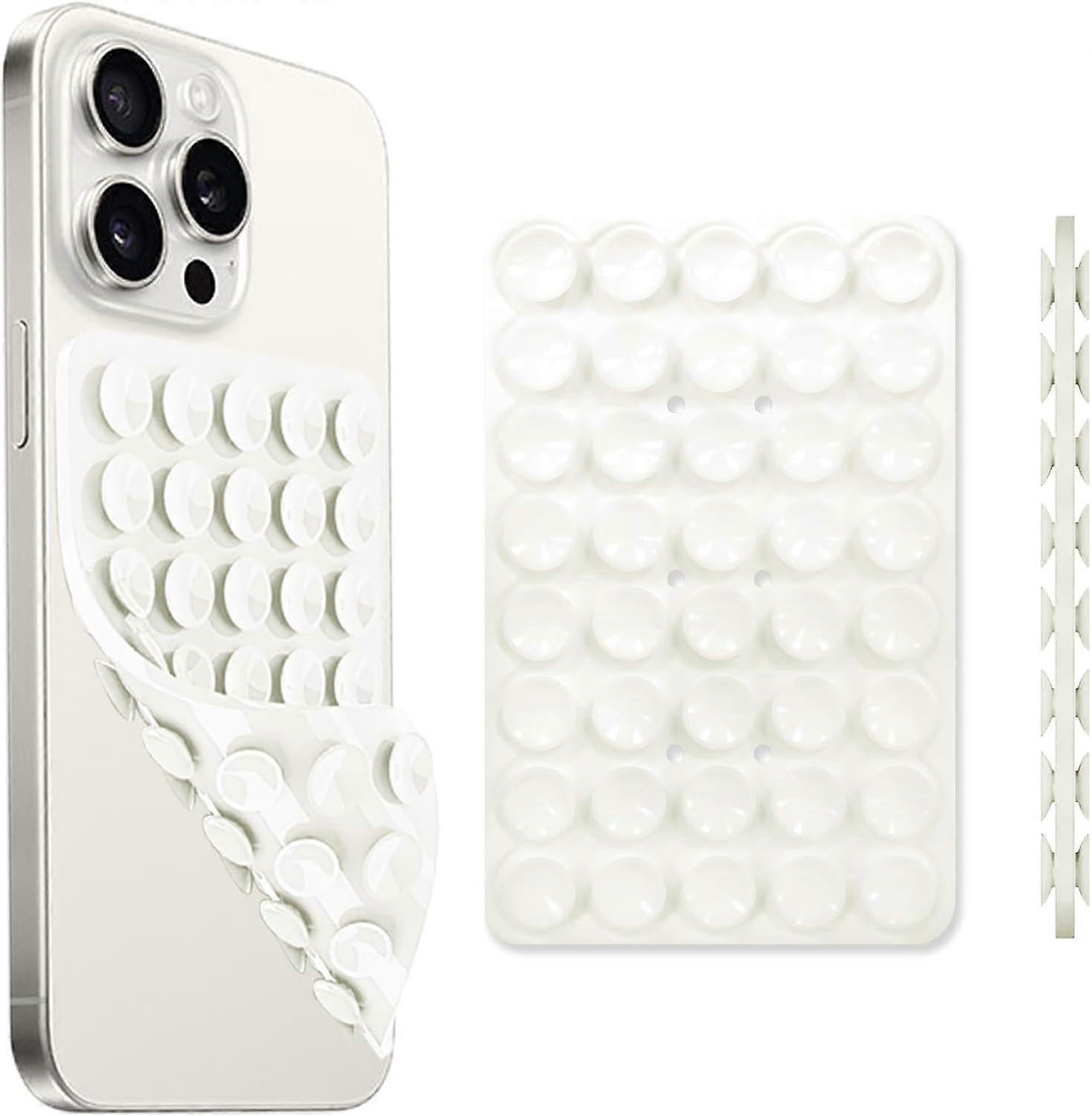 Silicone Suction Cup Phone Case Mount Handsfree Holder White Compatible with Phone Accessories for Selfies Videos Strong Grip Double Sided