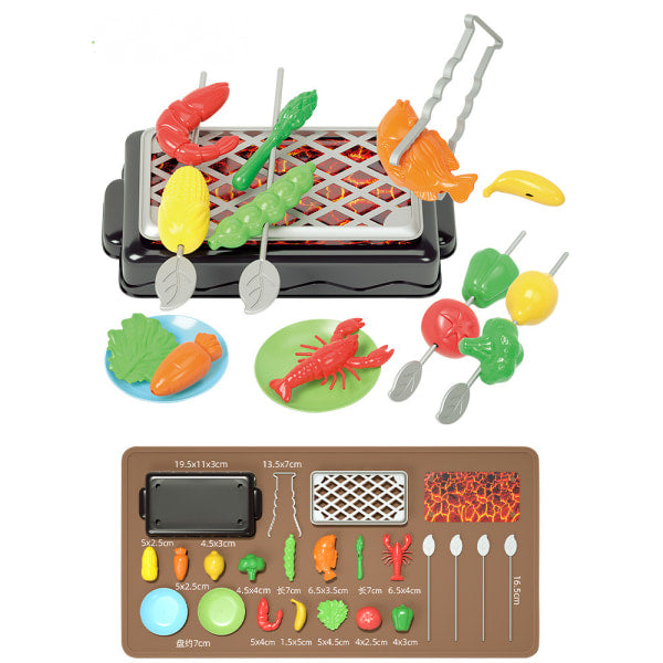 Kids BBQ Grill Pretend Play Food Set Fine Motor Skills Toy Outdoor Cooking Birthday Gift