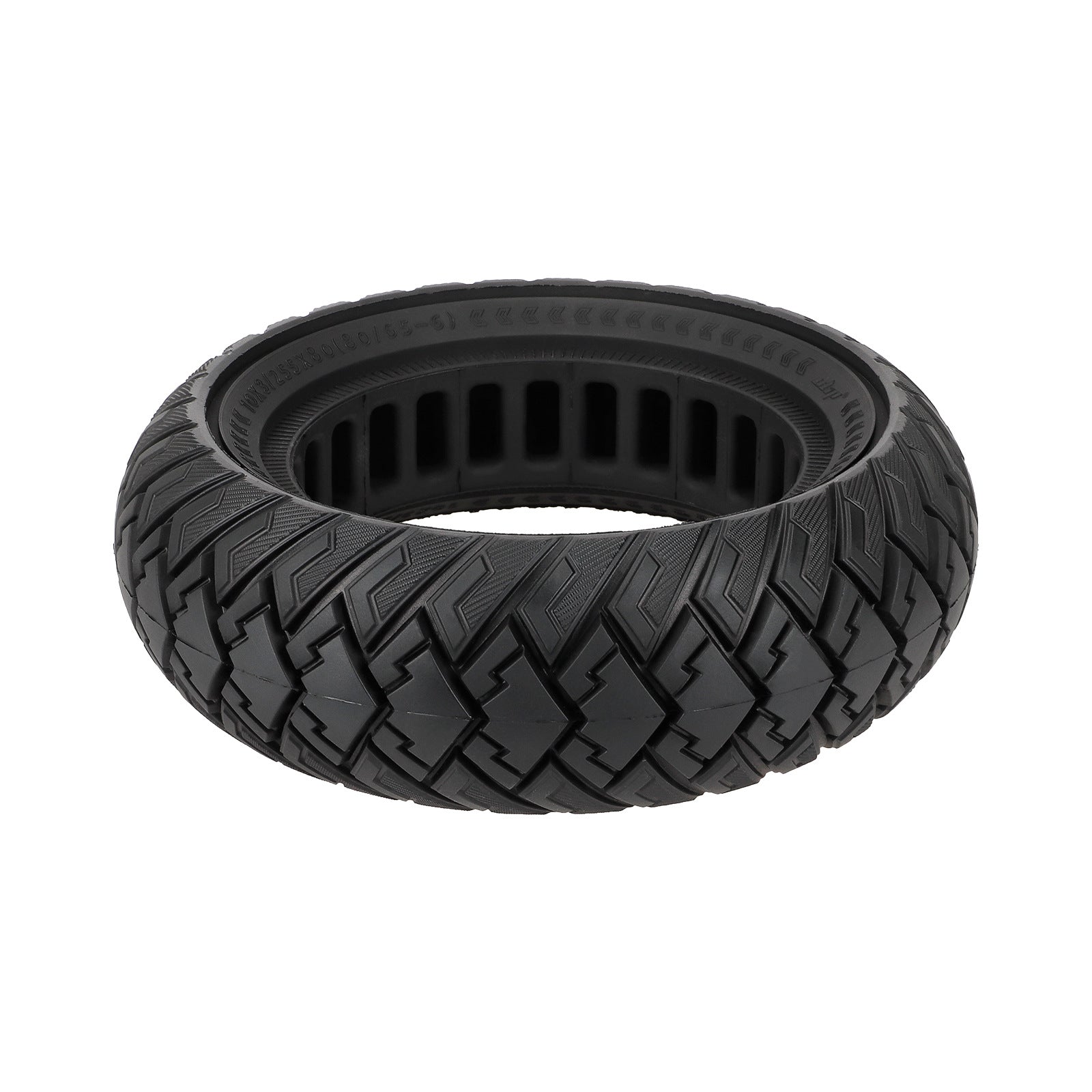 10-inch 10*3 off-road solid tire 255×80 non-slip explosion-proof tire 80/65-6 airless honeycomb tire Black Tire only