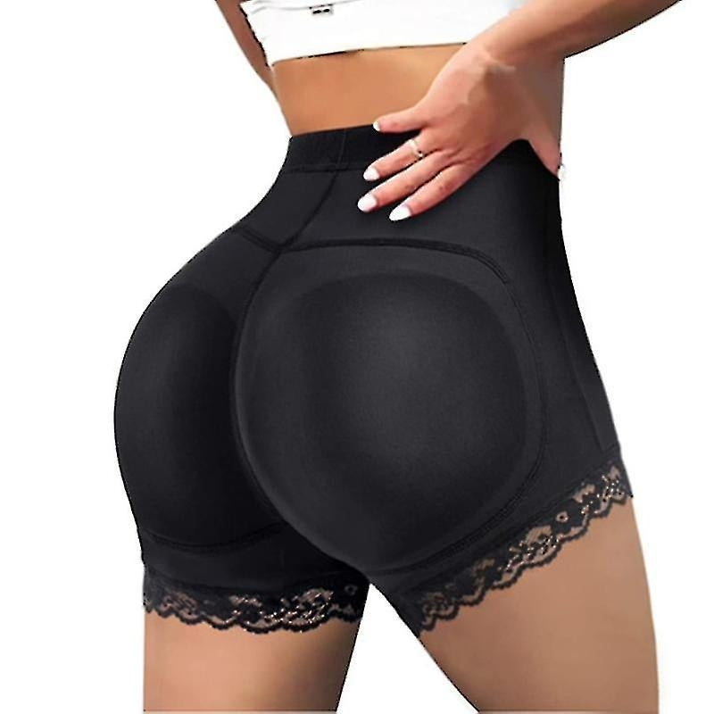 Women's Body Shaper Padded Butt Lifter Shorts Black S with Fake Bum Hip Enhancer Push Up Panty