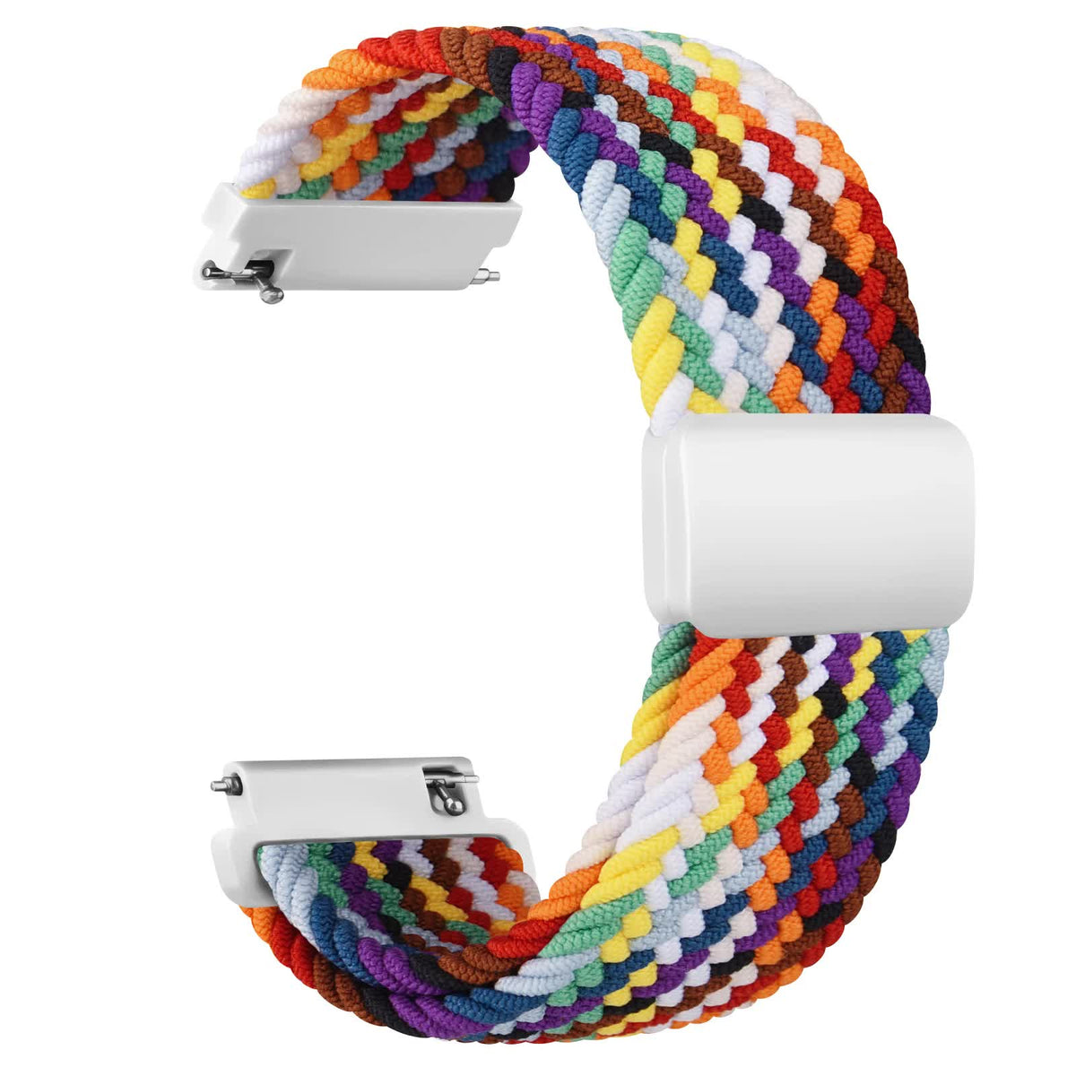 20mm Braided Sololoop for Garmin Vivoactive 5/3/3 Music Band Wristband for Garmin VivoMove3/Trend/Sport Venu SQ/SQ2/2plus Strap Rainbow Rainbow 20mm