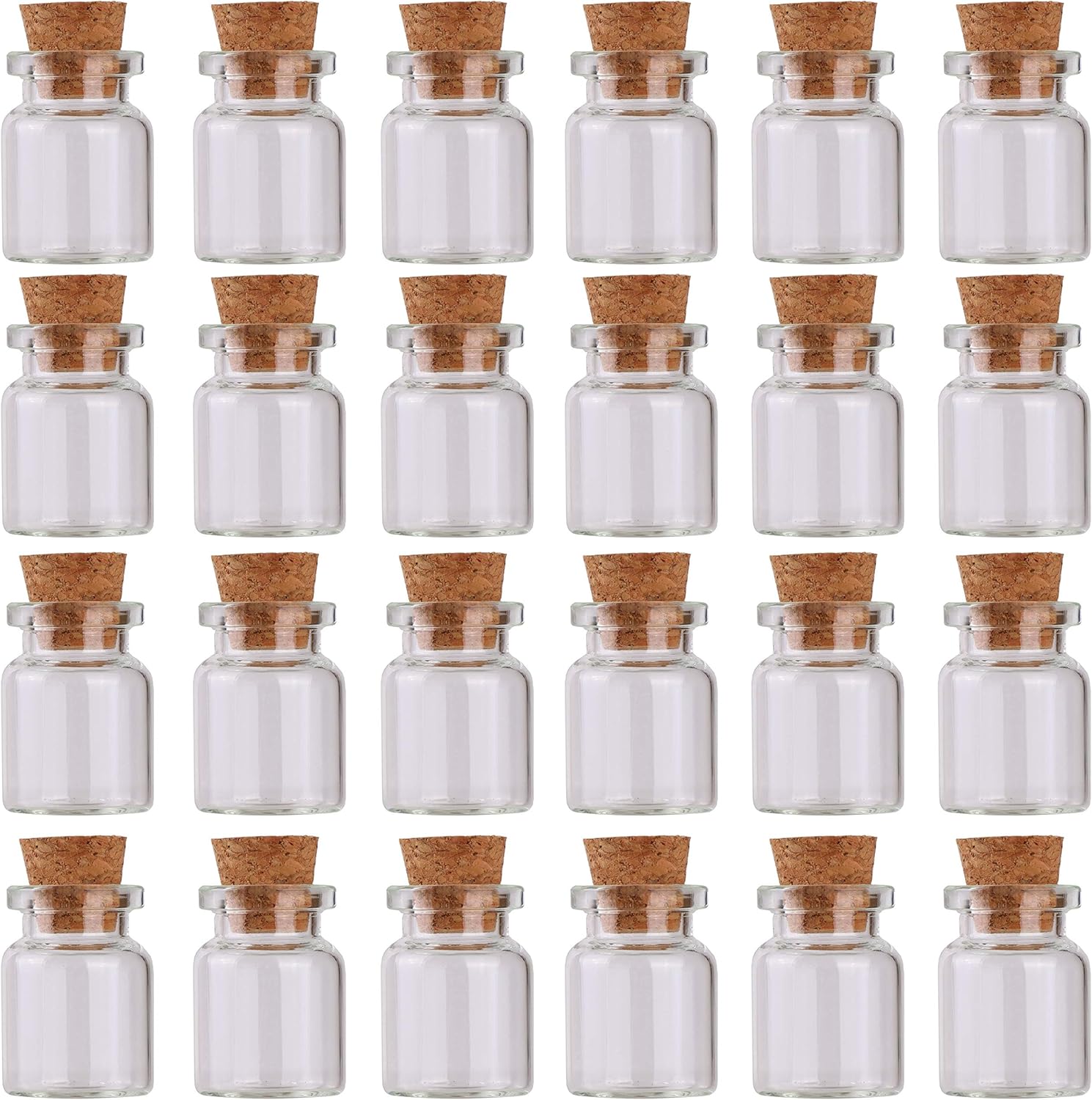 24pcs Mini Glass Bottles with Cork Stoppers 5ml DIY Art Crafts Storage Container,Tiny Glass Vials Cork for Wedding Decoration,Small Glass Corks Jars Party Favor