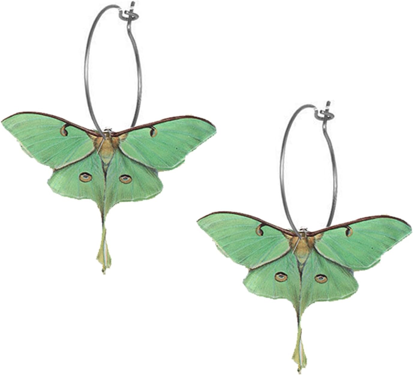 Butterfly Earrings for Women Unique Punk Insect Moth Drop Earrings Colorful Lightweight Acrylic Moth Wing Earrings Statement Earrings Party Jewelry