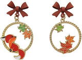 Thanksgiving Earrings for Women Cute Funny Squirrel Turkey Hazelnut Dangle Drop Earrings Delicate Fashion Colorful Maple Leaf Wreath Rhinestone Earrings Thanksgiving Holiday Themed