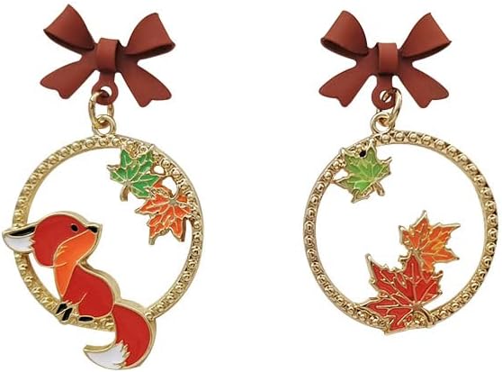 Thanksgiving Earrings for Women Cute Funny Squirrel Turkey Hazelnut Dangle Drop Earrings Delicate Fashion Colorful Maple Leaf Wreath Rhinestone Earrings Thanksgiving Holiday Themed