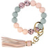 Key Ring Bracelet Car Keychain Holder Wristlet Silicone Women Beaded Bangle Chains