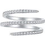 Sterling Silver Wrap Ring For Women Hug Ring Twist Ring 925 CZs Entwined Line Thumb Ring Dainty Statement Rings Multi Lanyed Wedding Band Jewelry Gifts for Her US Size 5-8