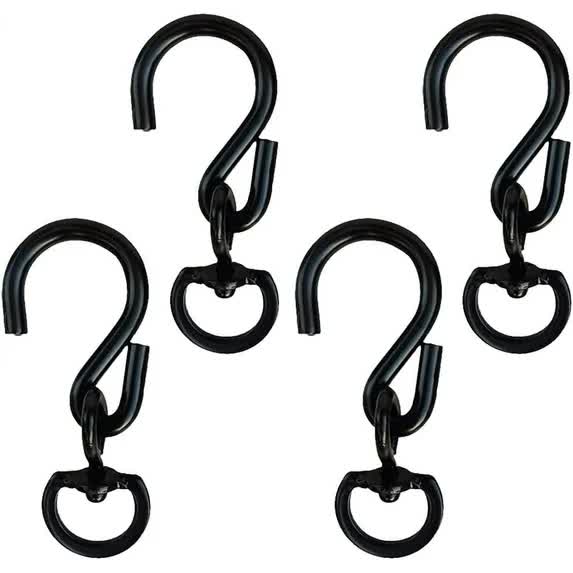 M-TOP Swivel Plant Hanger Hooks 4PACK, Swivel Hooks for Hanging Plants Heavy Duty (Black-4pcs)