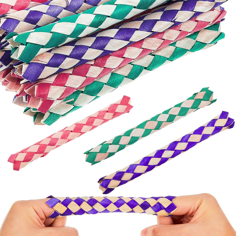 24 Pieces Chinese Finger Trap Bamboo Finger Traps PET Bird Chew Toy Birds Foraging Chopper Toy for Kids Birthday Party Favors Piñata Fillers Goodie Bag Stuffers