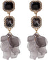 Vintage Acrylic Black Rose Petal Earrings for Women,Dangle Exaggerated Flower Earrings Statement Floral Tassel Earrings Valentine&