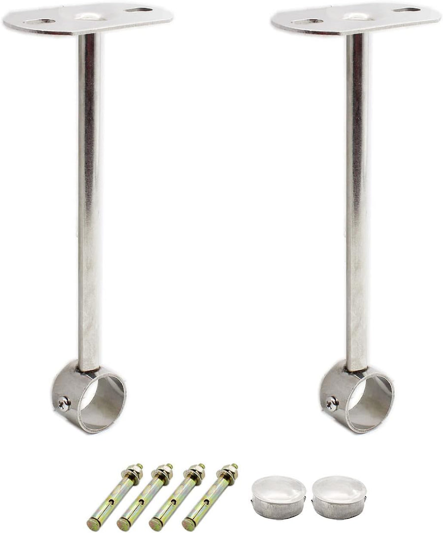 2 Pack Ceiling Mount Bracket, Stainless Steel Wardrobe Pipe Bracket Rod Holder Ceiling Holder,  Shower Curtain Closet Wardrobe Rod Lever Support Holder Pipe Flange Socket (25x250mm/1x10'')
