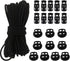 20pcs Plastic Cord Locks with 1/8-Inch 50ft Elastic Cord Heavy Stretch Round String, 10Pcs Sing-Hole, 10pcs Double-Hole Spring Toggle Stopper Slider Black (3mm-Black)