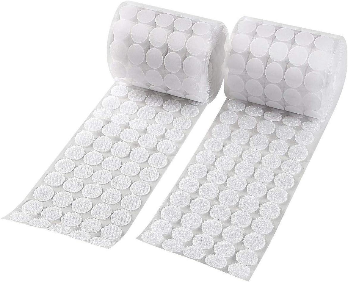1000pcs Hook and Loop Dots 3/4 in Diameter Sticky Back Dots Heavy Duty Self Adhesive Dot Tapes for School Classroom(White)